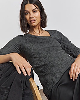 Charcoal Asymmetric Textured Top