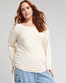 Ecru Ruched Side Goddess Top