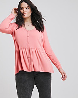 Blush Button Front Peplum Longline Top