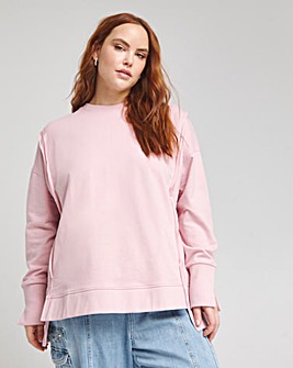 Pink Exposed Seam Dip Back Sweatshirt