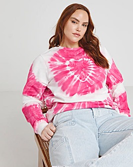 Pink & White Heart Tie Dye Sweatshirt