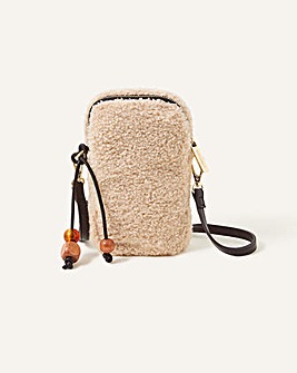 Accessorize Faux Shearling Phone Bag