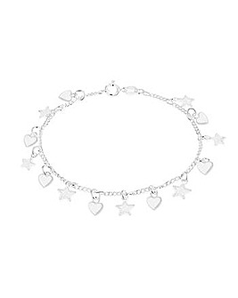 Sterling Silver Heart & Star Bracelet