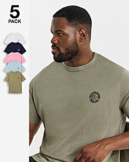 Jack & Jones Alliance Logo T-Shirt 5 Pack - Multi