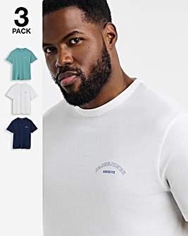 Jack & Jones College Logo T-Shirt 3 Pack - Multi