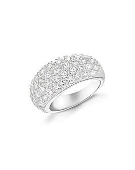 Sterling Silver CZ Pave Dome Ring