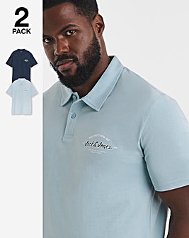Jack & Jones Brandon Logo Polo 2 Pack - Navy/Blue