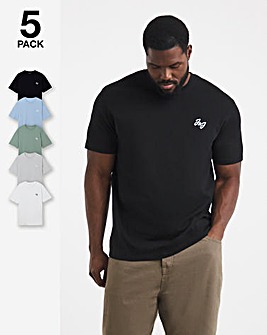 Jack & Jones Joseph 5 Pack Crew Neck T-Shirt