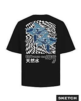 Jack & Jones Koi Pond Back Graphic T-Shirt - Black