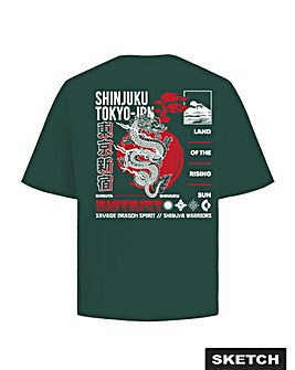 Jack & Jones Dragon Back Graphic T-Shirt - Green