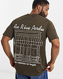 Jack & Jones Cafe Back Graphic T-Shirt - Brown