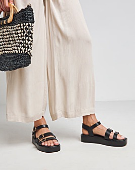 Tokyo Multi Buckle Hardware Detail Sandals Extra Wide EEE Fit