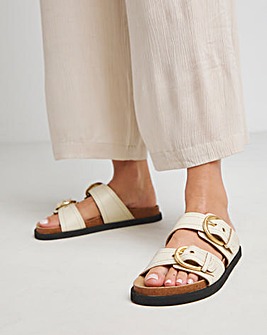 Hanoi Double Buckle Footbed Sandals Wide E Fit