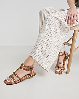 Angeles Studded Gladiator Flat Sandals Wide E Fit