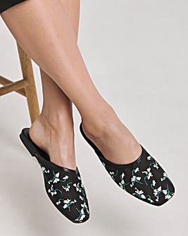 Cherish Embroidered Detail Mules Extra Wide EEE Fit