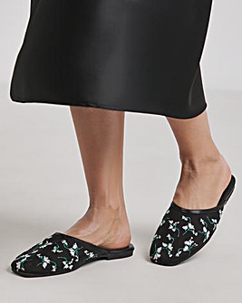 Cherish Embroidered Detail Mules Wide E Fit
