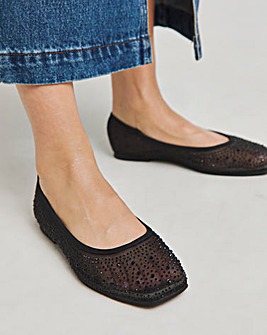 Luminous Embellished Mesh Ballet Flats Extra Wide EEE Fit