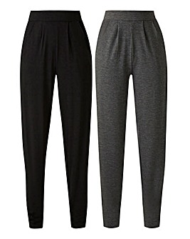 Petite Pack of 2 Stretch Jersey Tapered Leg Trousers