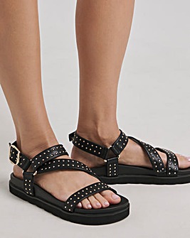 Birch Asymmetric Footbed Studded Sandals Extra Wide EEE Fit