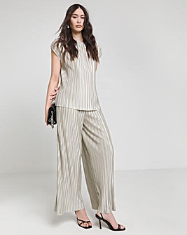 Joanna Hope Metallic Plisse Wide Leg Trousers