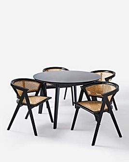 Annika Circular Dining Table with 4 Maya Chairs