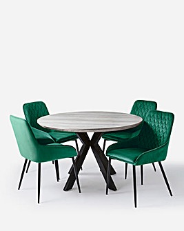 Austin Circular Dining Table with 4 Morgan Chairs