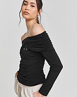 Joanna Hope Jersey Bardot Top With Detailing