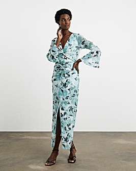 Joanna Hope Mesh Maxi Dress With Ruching
