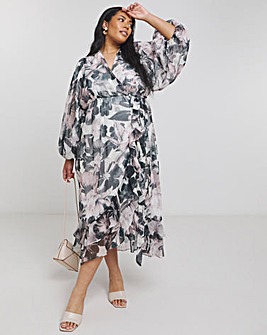 Joanna Hope Maxi Wrap Dress With Ruffles