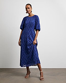 Joanna Hope Lace Dress With Puff Sleeves