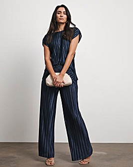 Joanna Hope Metallic Plisse Wide Leg Trousers