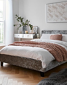 Hayden Crushed Velvet Bed Frame with 3 Layer Memory Foam Hybrid Mattress