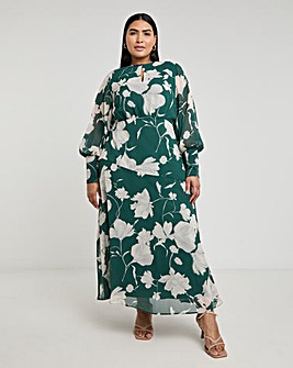 Joanna Hope Long Sleeve Maxi Dress With Keyhole