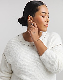 Joanna Hope Ivory Pearl Knit Trim Jumper