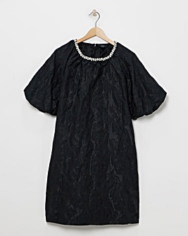 Joanna Hope Jacquard Shift Dress With Diamante Trim