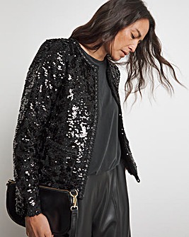 Joanna Hope Cropped Boucle Sequin Jacket