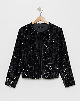 Joanna Hope Cropped Boucle Sequin Jacket