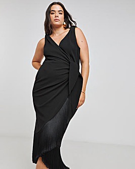 Joanna Hope Wrap Dress With Fringing