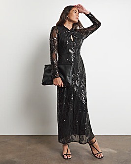 Joanna Hope Sequin Dress With Key Hole Detail