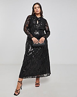 Joanna Hope Sequin Dress With Key Hole Detail