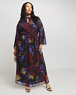 Joanna Hope Printed Maxi Dress With Gold Foil