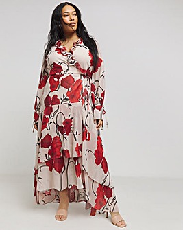 Joanna Hope Maxi Ruffle Wrap Dress