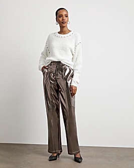 Joanna Hope Bronze Metallic PU Trousers