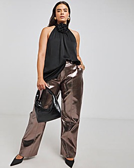 Joanna Hope Bronze Metallic PU Trousers