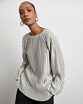 Joanna Hope Plisse Blouse With Balloon Sleeves