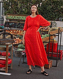 Joanna Hope Puff Sleeve Broderie Dress