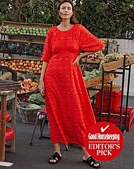 Joanna Hope Puff Sleeve Broderie Dress