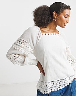 Joanna Hope Crinkle Blouse With Premium Trims