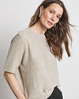 Joanna Hope Short Sleeve Sequin Knit Jumper