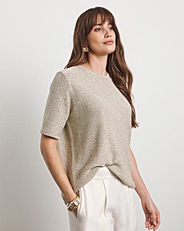 Joanna Hope Short Sleeve Sequin Knit Jumper